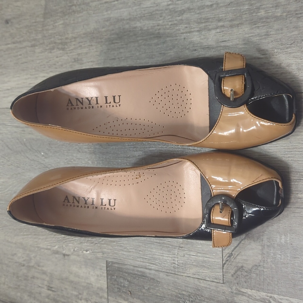 ANYI LU WOMEN HEELS LEATHER MADE IN ITALY SIZE 37.5/7